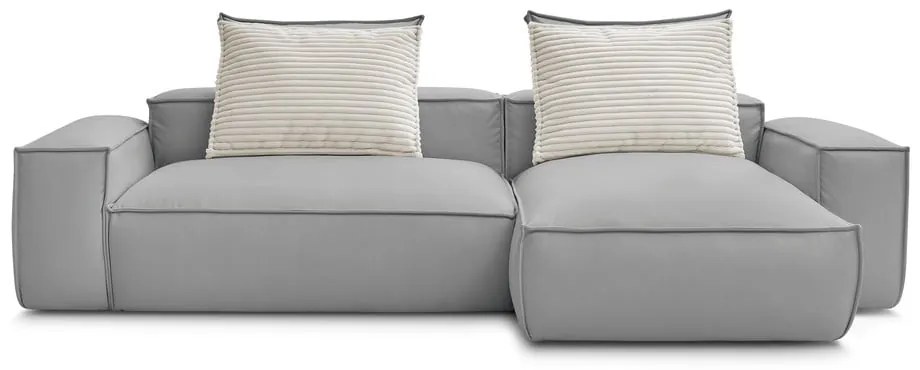 Светлосив ъглов диван от изкуствена кожа (променлив) Boheme – Bobochic Paris