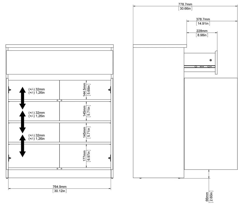 Скрин от дъбов декор в естествен цвят 80x100x40 cm Naia – Tvilum