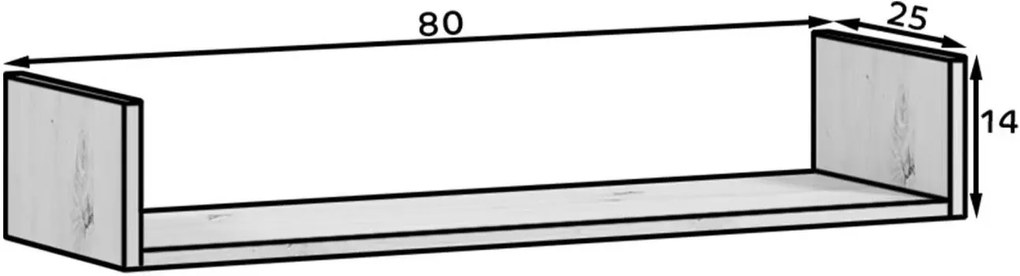 Рафтове Zento - Черен - Дължина: 80 см