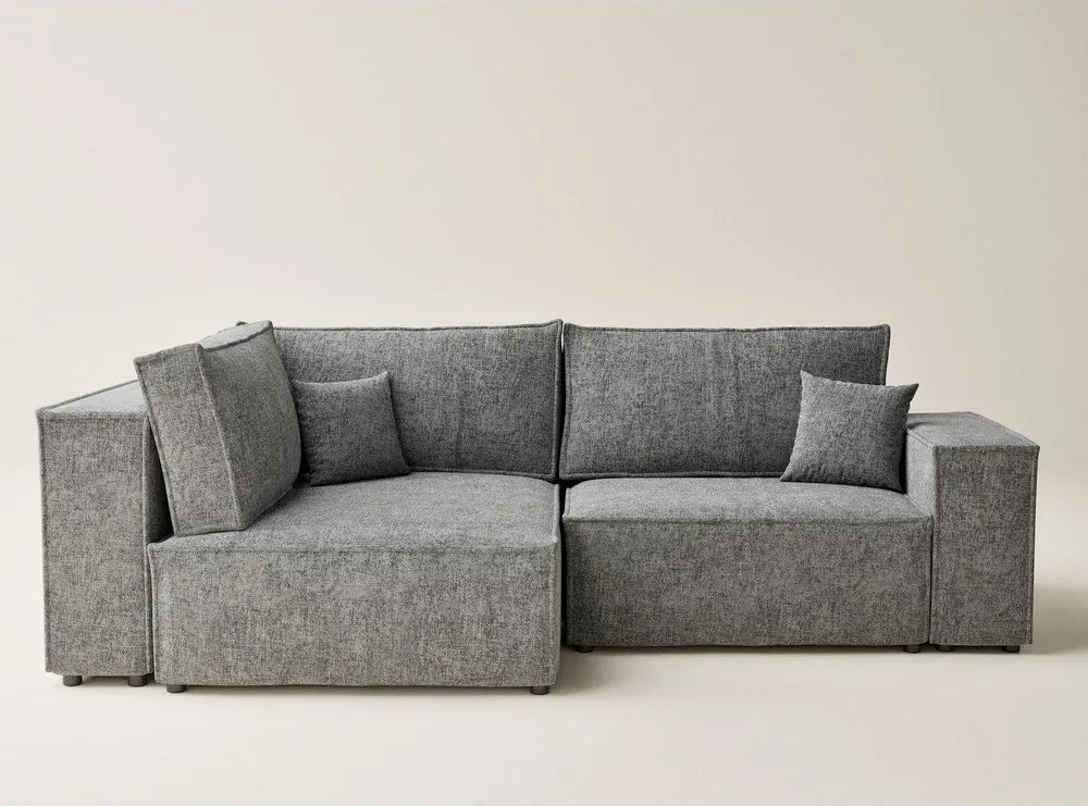 Сив шенилов сгъваем/с място за съхранение ъглов диван (ляв ъгъл/L форма) Tonga – Maison de Rêve