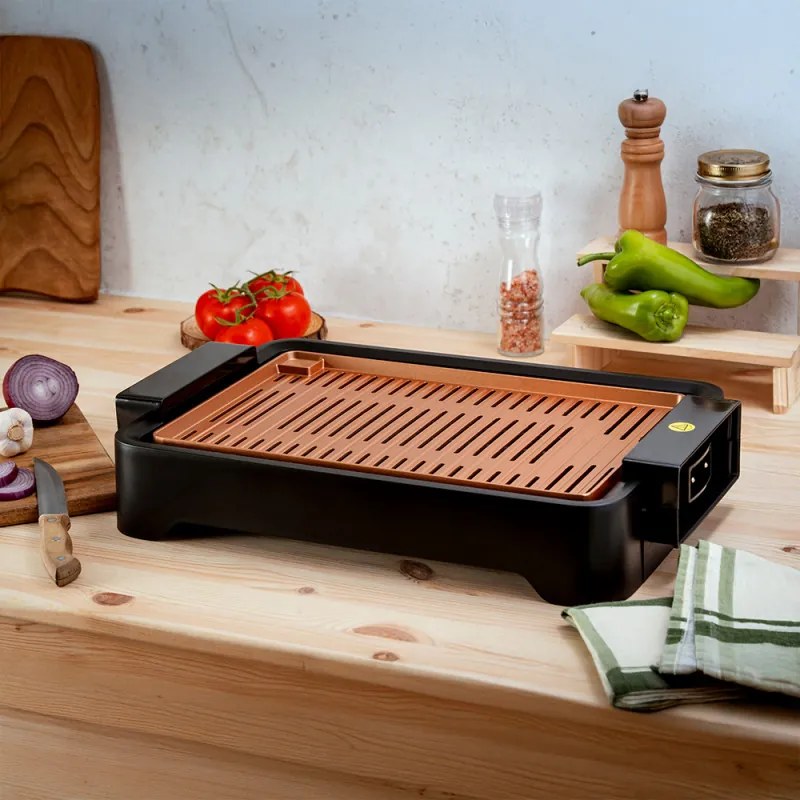 Бездимна скара Oliver Voltz OV51015L, 1500W, 37x24 см, Незалепващо покритие, Черен/Оранжев