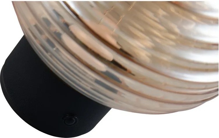 Стъклена LED стенна лампа с USB в кехлибарен цвят ø 15,5 cm Earl – Reality