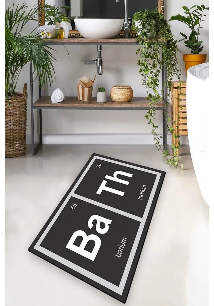 Черна постелка за баня 70x120 cm Barium - Foutastic