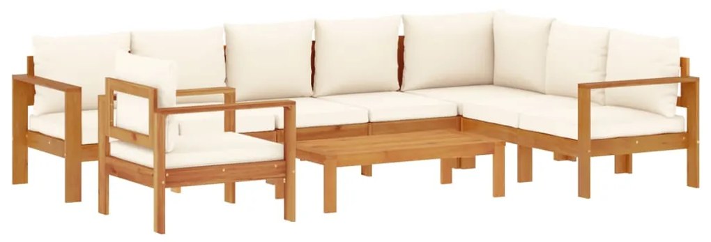 3214851 vidaXL Градински диван с възглавници, 6 части, масив акация