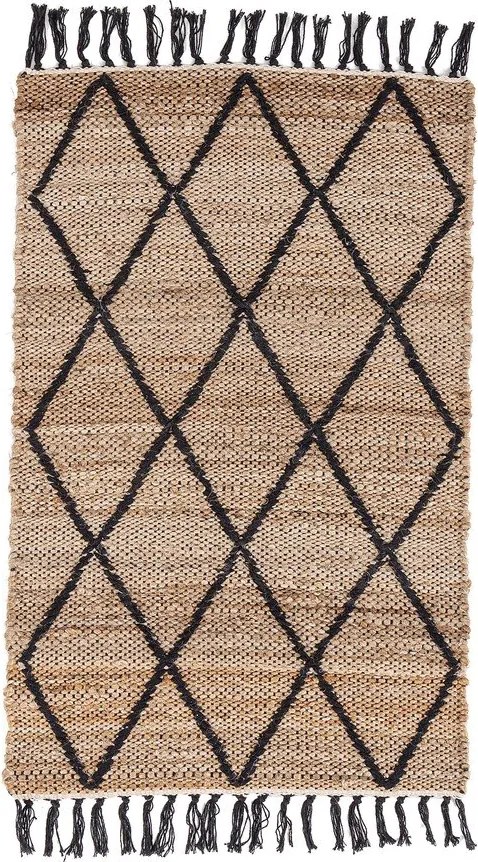 Черен/в естествен цвят ръчно изработен ютен килим 60x90 cm Shaila – Yes Everyday