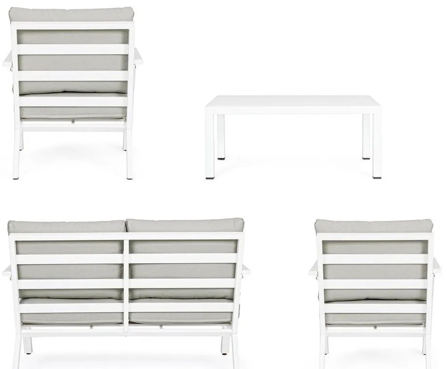 Бял алуминиев градински комплект от за отдих за 4 Harley – Bizzotto