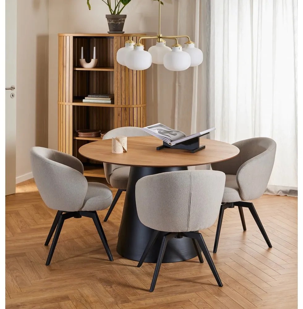 Кръгла масичка за кафе в черен и естествен цвят с дъбов плот ø 120 cm Soli – Actona