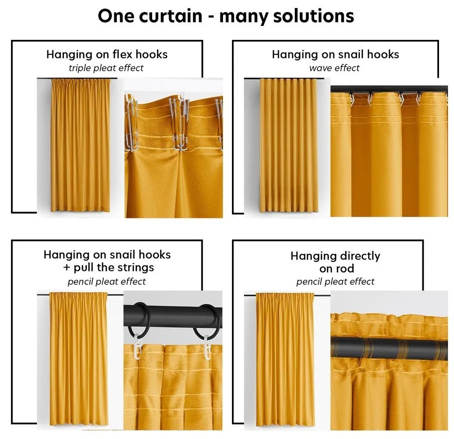 Затъмняваща завеса в цвят горчица 265x250 cm Velto – Filumi