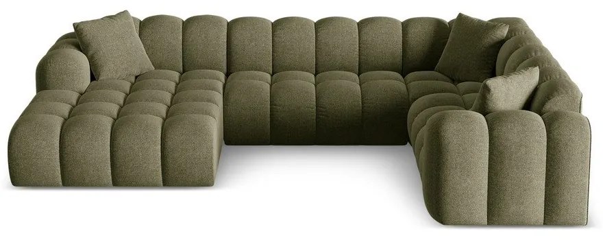 Зелен шенилов ъглов диван (десен ъгъл/U форма) Treno – Cosmopolitan Design