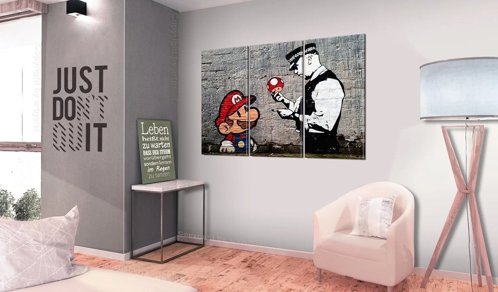 Печат върху платно - Super Mario Mushroom Cop от Banksy 120x80