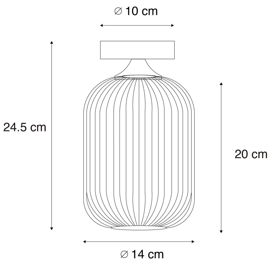Таванна лампа в стил Арт Деко черна с опушено стъкло - Banci