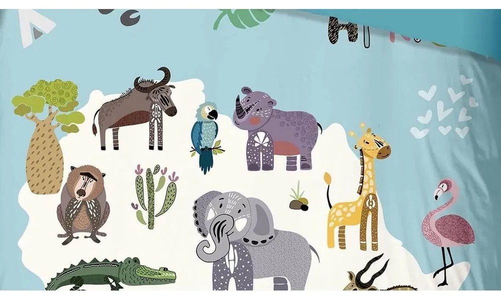 Синьо единично /удължено детско спално бельо 140x220 cm Wild Life – Good Morning