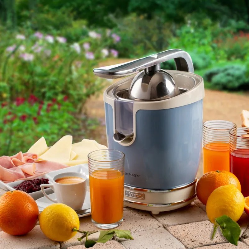 Цитрус преса Ariete VINTAGE JUICER 0413/05, 85W, Метално тяло, Безшумна работа, 2 приставки, Син