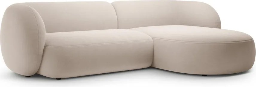 Бежов кадифен ъглов диван (десен ъгъл) Kate – Micadoni