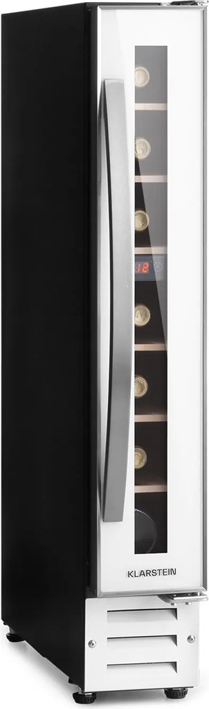 Klarstein Vinovilla 7, built-in, Uno Onyx, вграден охладител за вино, черно стъкло, неръждаема стомана