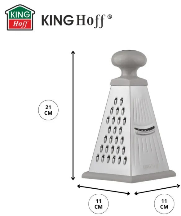 Ренде за зеленчуци Kinghoff KH 1988, 4 повърхности, Силиконово дъно, Инокс