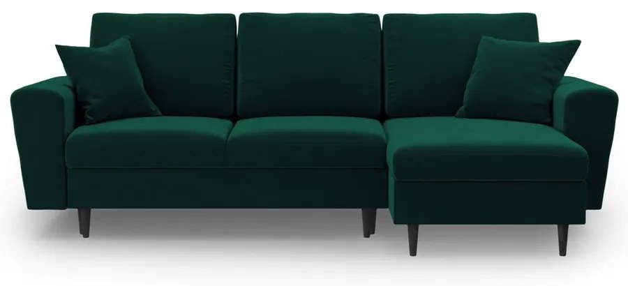 Зелен кадифен разтегателен ъглов диван с място за съхранение Kyoto – Cosmopolitan Design