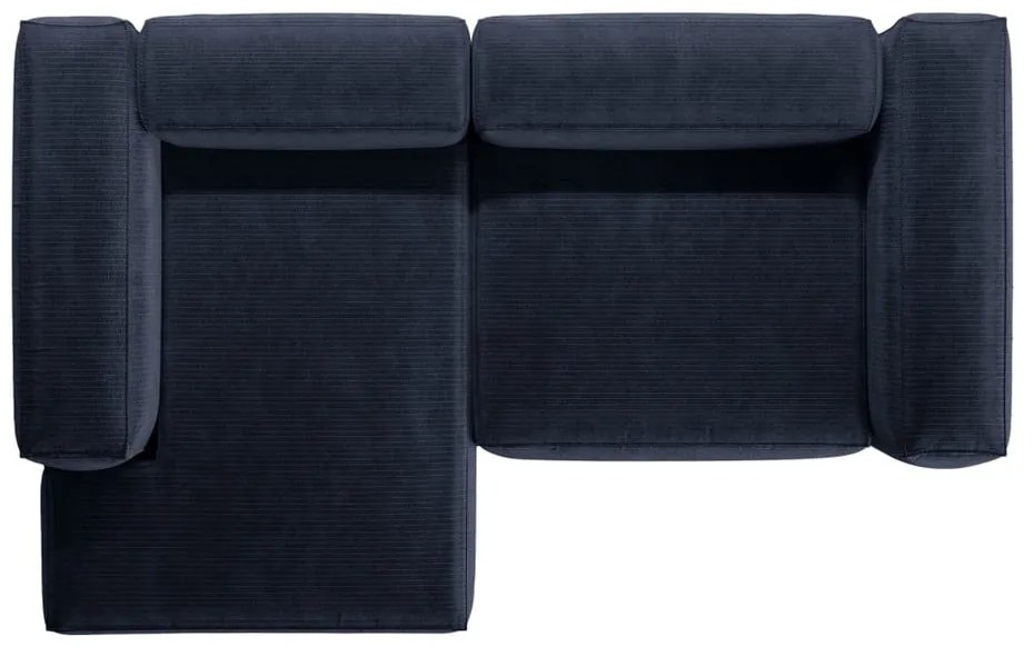 Тъмносин ъглов диван от рипсено кадифе (ляв ъгъл) Bergamo – Cosmopolitan Design