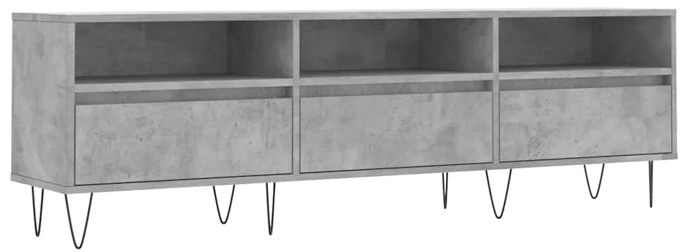 831280 vidaXL ТВ шкаф, бетонно сиво, 150x30x44,5 см, инженерно дърво