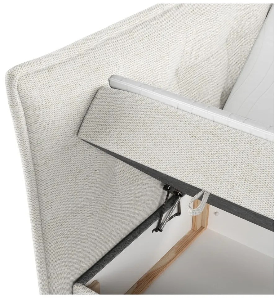 Кремаво боксспринг легло с място за съхранение 160x200 cm Sinai – Maison de Rêve