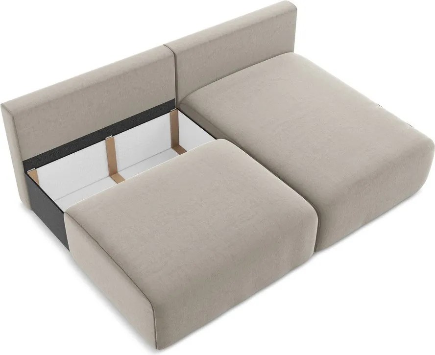 Кафяво-сив кадифен сгъваем/с място за съхранение ъглов диван (десен ъгъл) Kalena – Makamii