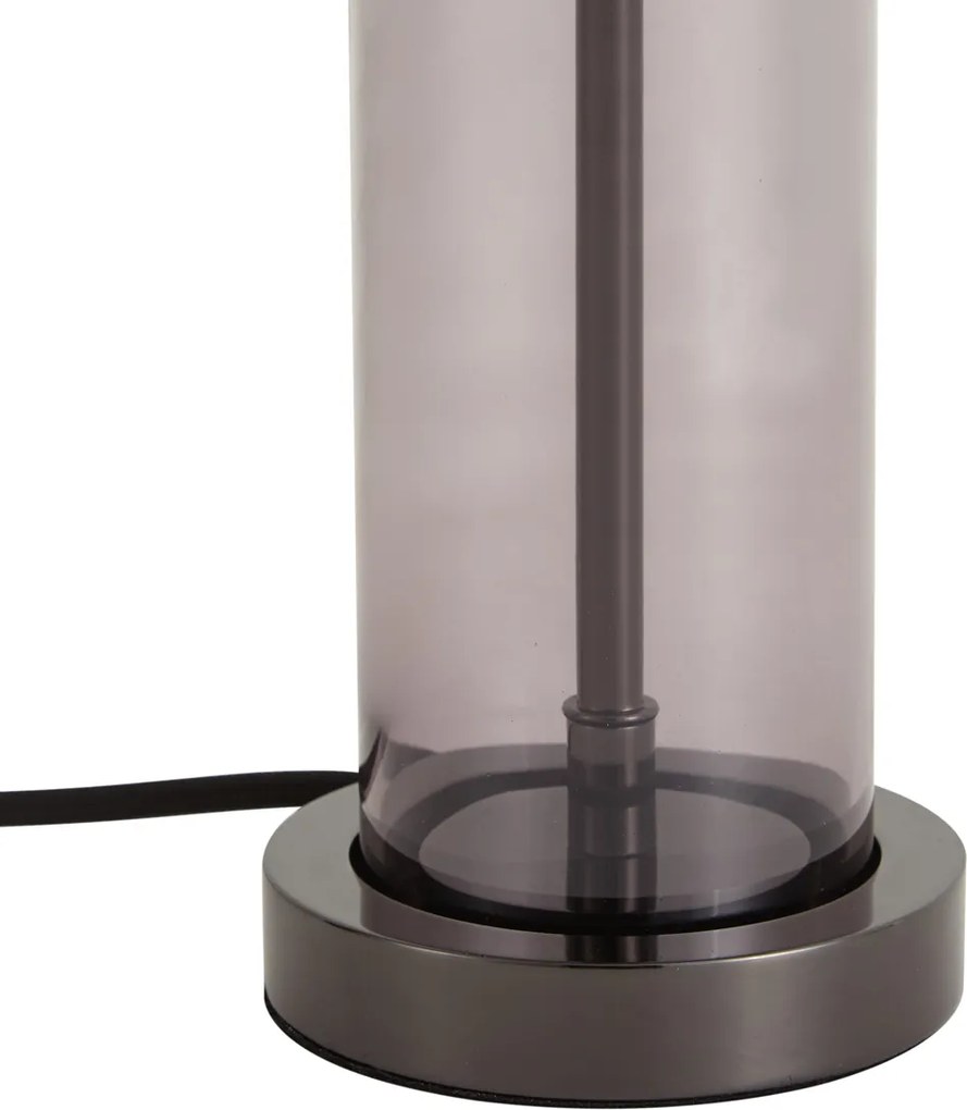 Amara Hotel Chic Table Lamp: Gunmetal & Smoke Glass Design