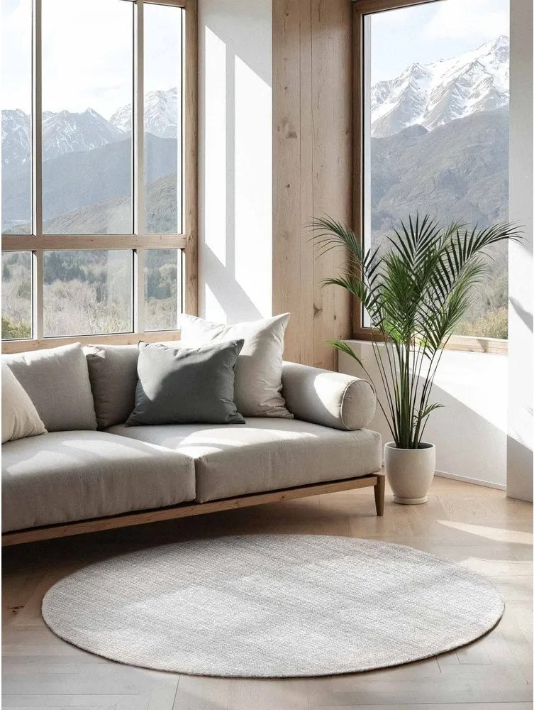 Светлосив двустранен ръчно изработен ютен кръгъл килим ø 160 cm Bouclé Jaipur – Hanse Home