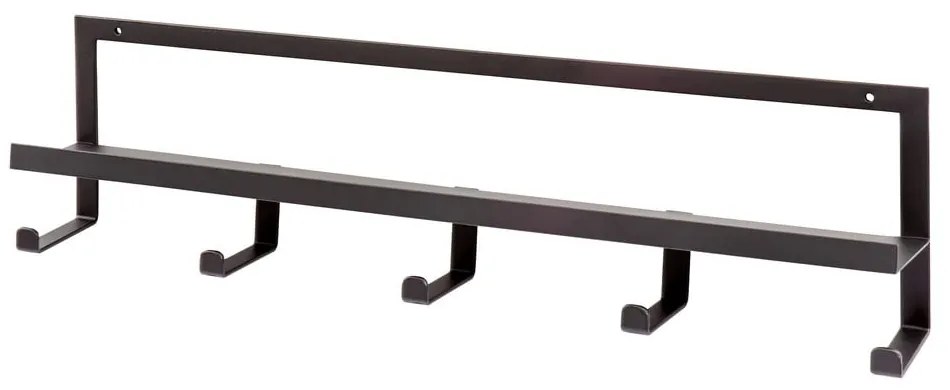 Черна метална стенна закачалка с рафт Quinn - WOOOD