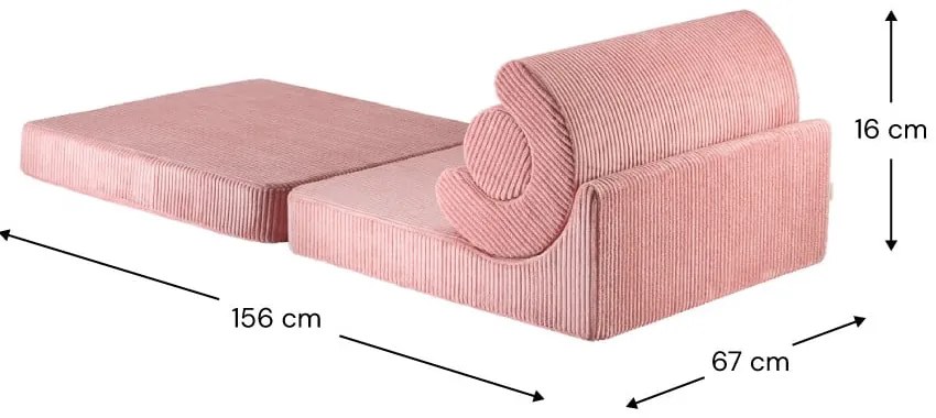 Розов детски стол от рипсено кадифе Flipster – Wigiwama