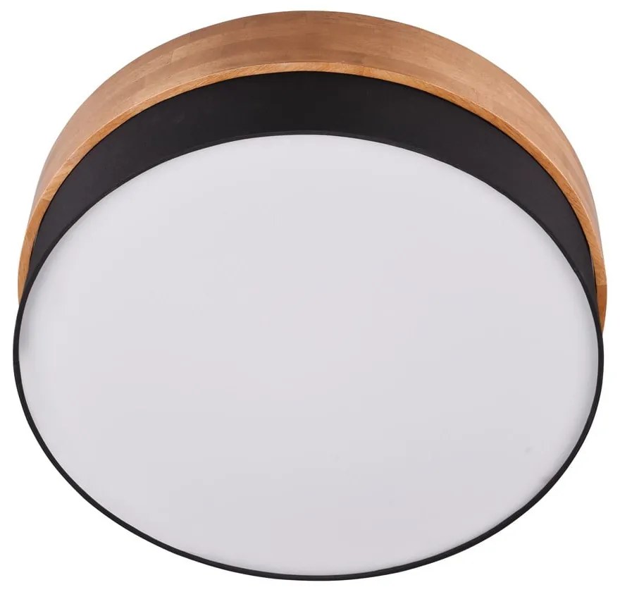 Черно и естествено осветително тяло за таван с текстилен абажур Seasons – Trio