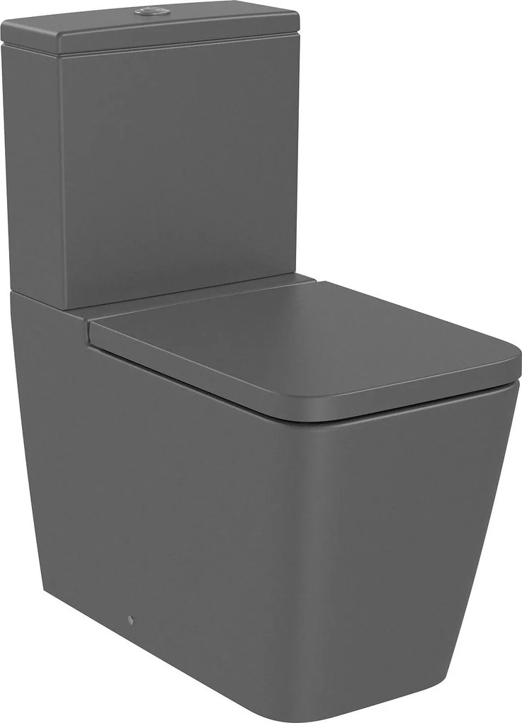 Тоалетна чиния за моноблок, Roca, A342536640 SQUARE, порцелан, оникс, 79.4x37.5x64.5см