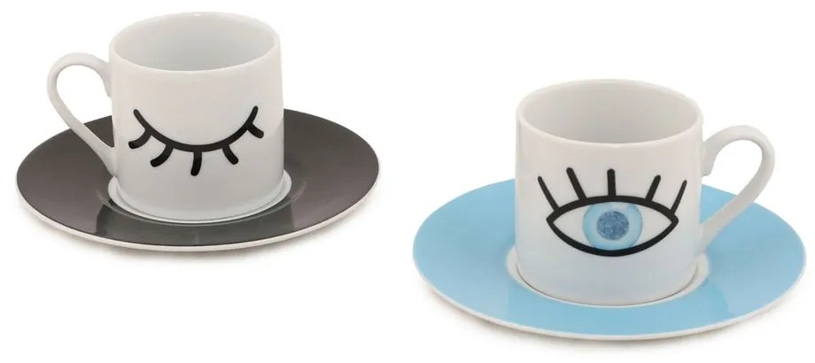 Комплект от 2 чаши и чинийки Eyes, 90 ml - Kütahya Porselen