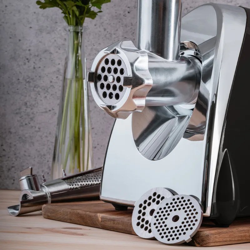 Месомелачка с приставка за домати Oliver Voltz OV51991A, 1400W, Обратен ход, Аксесоари за сосове и Kubbe, Черен