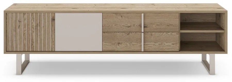 Сиво-естествена маса за телевизор от декор от дъб 180x51,5 cm Millay – Marckeric