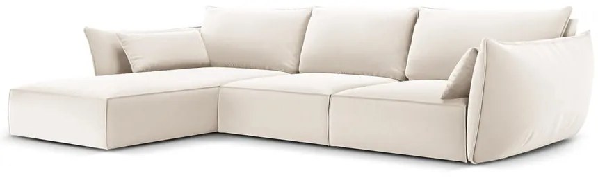 Бежов кадифен ъглов диван (ляв ъгъл) Vanda – Mazzini Sofas