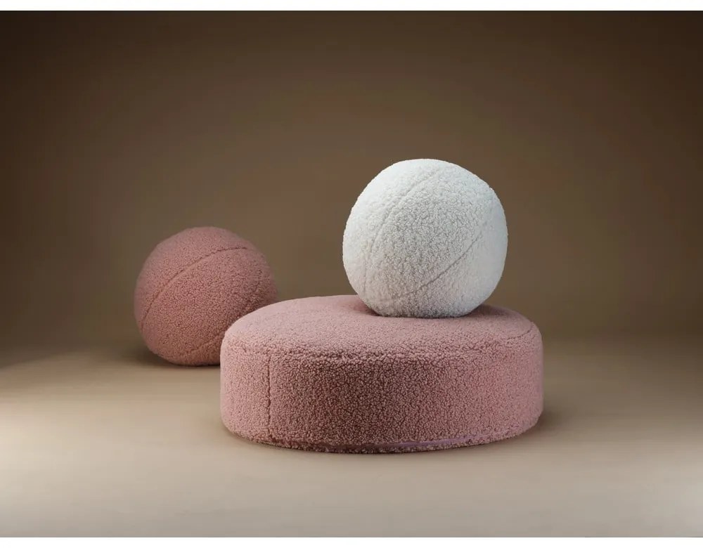 Розов детски пуф от букле Round – Wigiwama