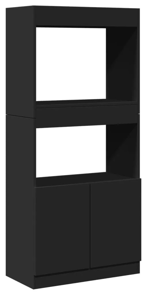 855107 vidaXL Висок шкаф, черен, 63x33x140 см, инженерно дърво
