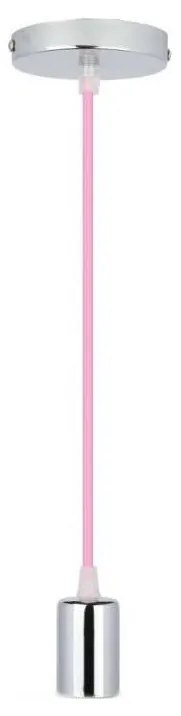 Захранващ кабел 1xE27/60W/230V светлорозов/лъскав хром