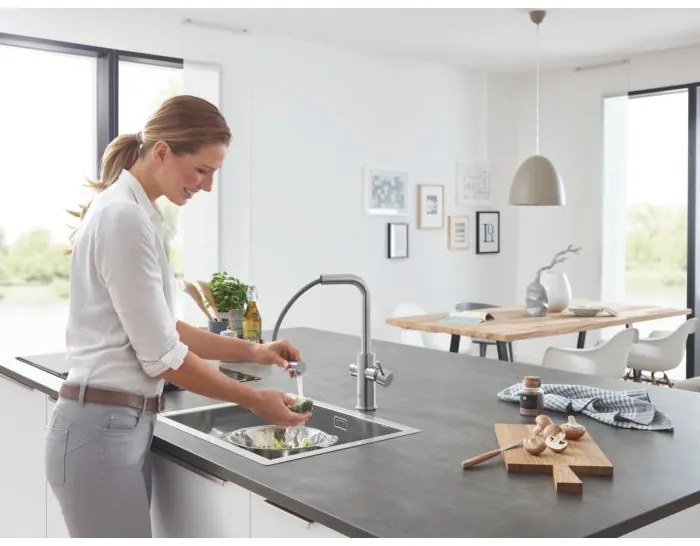 Кухненски кран със спирала Grohe Blue Home-Silver Mat