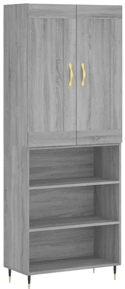 3200055 vidaXL Висок шкаф, сив сонома, 69,5x34x180 см, инженерно дърво