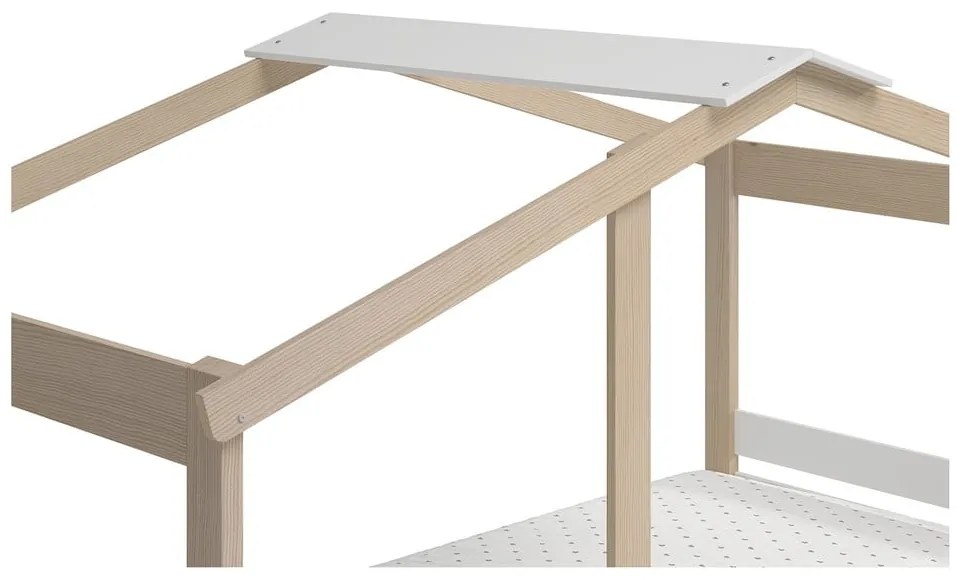 Бяло/естествено легло за къща от бор 90x190 cm Angel - Marckeric