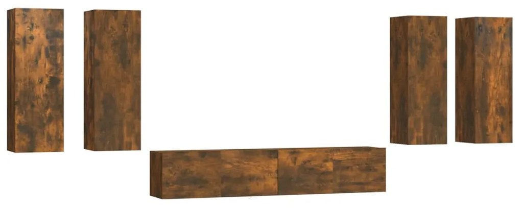 3114347 vidaXL Комплект ТВ шкафове от 6 части, опушен дъб, инженерно дърво