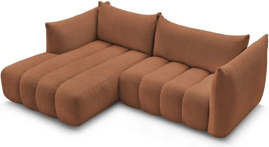 Оранжев ъглов диван от прежда с примки от букле (ляв ъгъл) Azra – Bobochic Paris