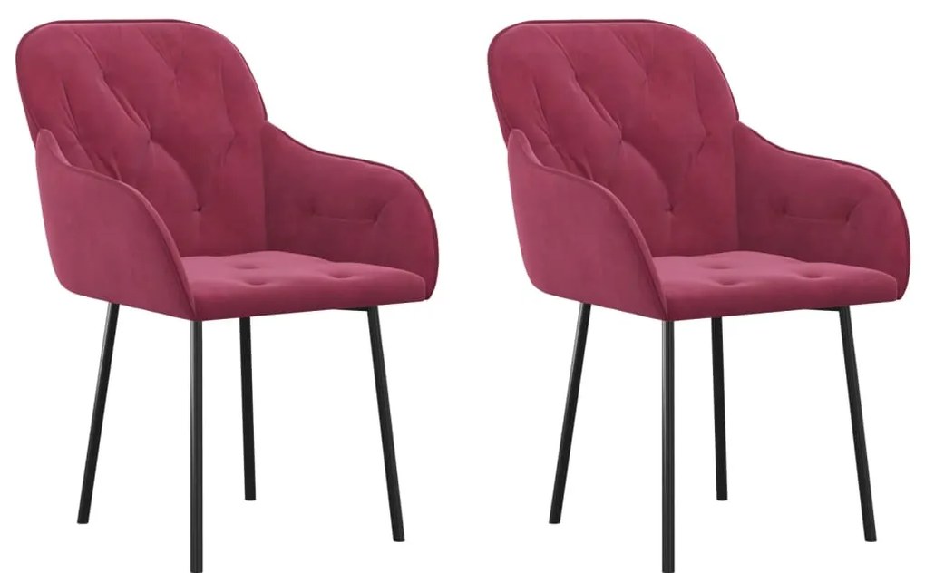 344850 vidaXL Трапезни столове, 2 бр, виненочервени, кадифе
