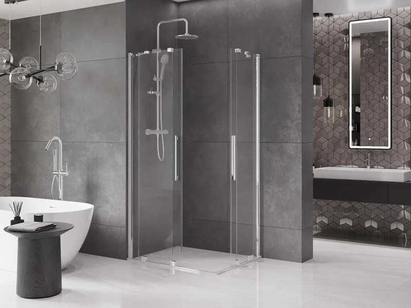 Mexen Velar Душ кабина Duo с плъзгащи се врати 90 x 80 см, прозрачна, хром