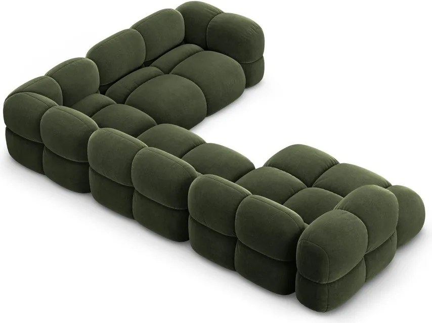 Зелен кадифен ъглов диван (десен ъгъл/U форма) Loretto – Cosmopolitan Design