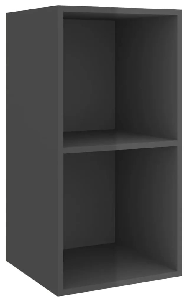 805479 vidaXL ТВ шкаф за стенен монтаж, сив гланц, 37x37x72см инженерно дърво