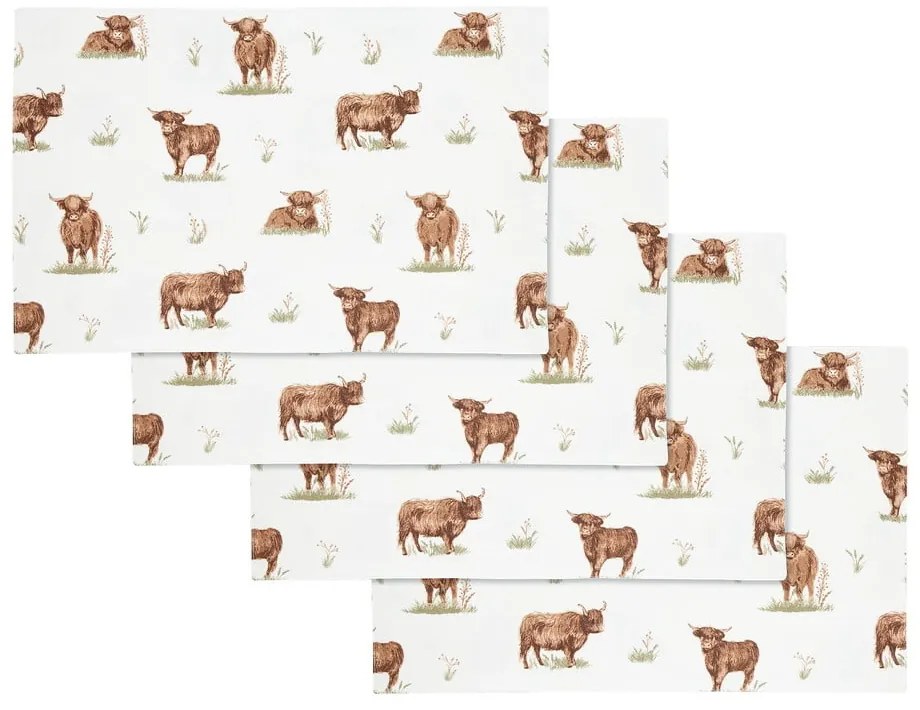 Памучни подложки за хранене в комплект от 4 бр. 30x46 cm Angus Highland Cow – Catherine Lansfield