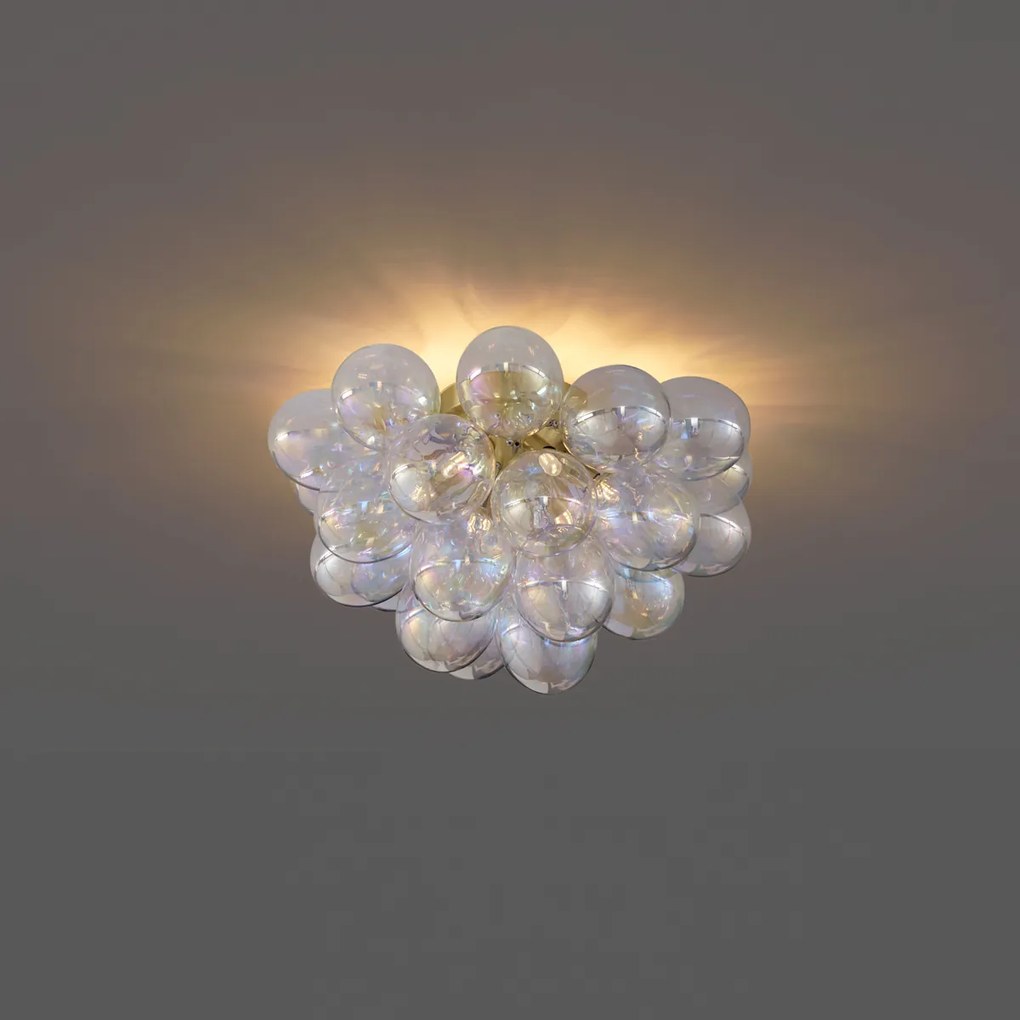 Дизайнерско таванно осветление месинг с дъговидна стъклена 6-светлинна - Uvas