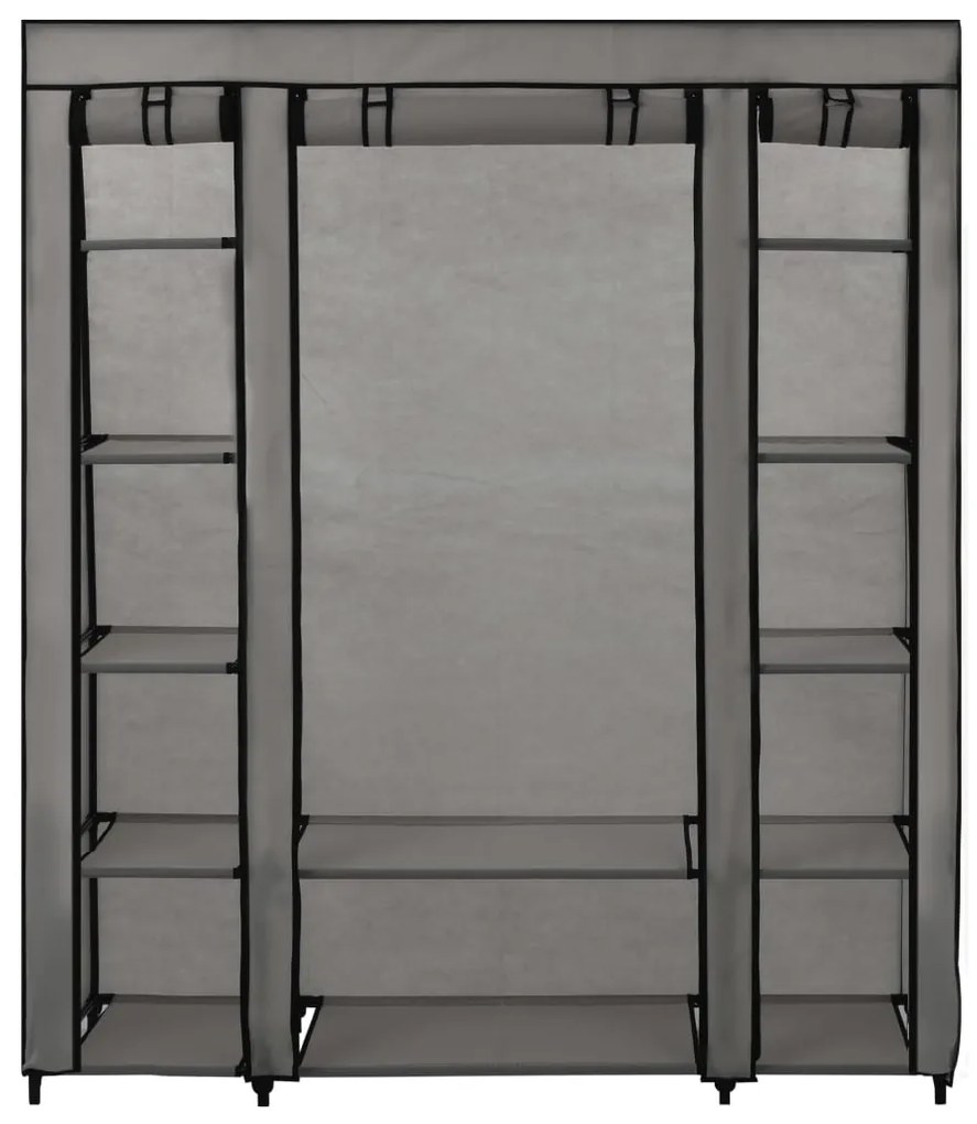 282436 vidaXL Гардероб с отделения и лостове, сив, 150x45x176 см, плат
